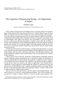 The Cognition of Engineering Design—An Opportunity of Impact
