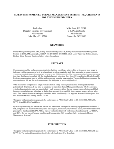 SAFETY INSTRUMENTED BURNER MANAGEMENT SYSTEMS