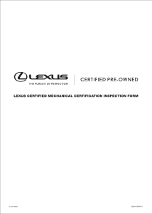 pdf LEXUS CERTIFIED PRE-OWNED 161 POINT CHECKLIST