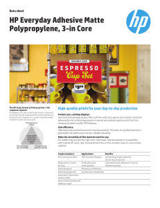 HP Everyday Adhesive Matte Polypropylene, 3-in Core
