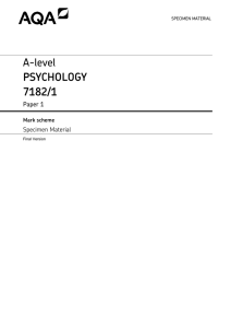 A-level Psychology Specimen mark scheme Paper 1