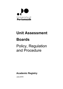 Unit Assessment Boards Policy, Regulation and Procedure