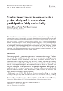 a project designed to assess class participation fairly and reliably