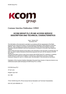CIP025 KCOM GROUP PLC IPLINE ACCESS SERVICE