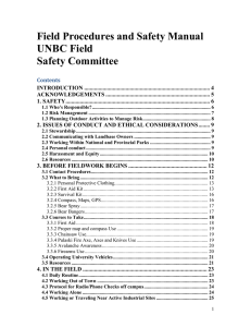 Field Procedures and Safety Manual UNBC Field Safety Committee