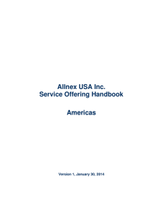 Allnex USA Inc. Service Offering Handbook Americas