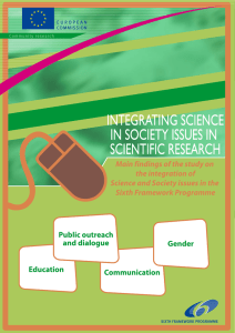 Integrating Science in Society issues in scientific research