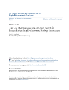 The Use of Argumentation in Socio-Scientific Issues