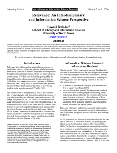 Relevance: An Interdisciplinary and Information Science Perspective