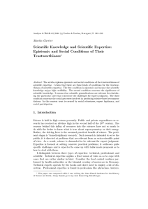 Scientific Knowledge and Scientific Expertise: Epistemic and Social
