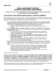 special supplement to impact chapter 5 - motor skill