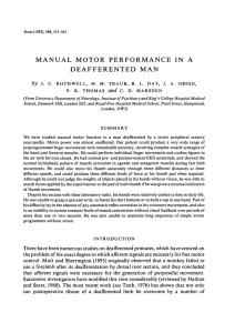 manual motor performance in a deafferented man - Research