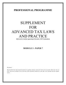 supplement for advanced tax laws and practice
