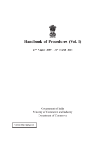 Handbook of Procedures (Vol. I) - Directorate General of Foreign