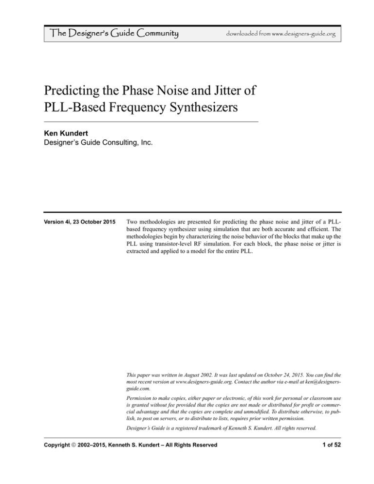 Predicting The Phase Noise And Jitter Of PLL