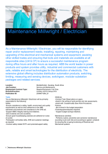 Maintenance Millwright / Electrician