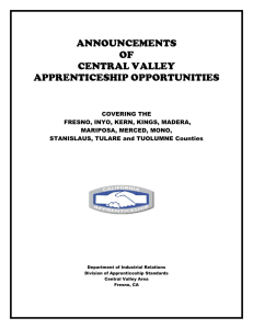 announcements of central valley apprenticeship opportunities