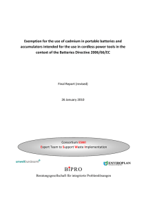 Exemption for the use of cadmium in portable batteries