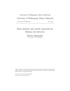 Data analysis and anode materials for lithium ion batteries