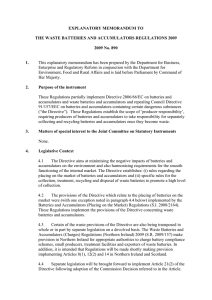 explanatory memorandum to the waste batteries