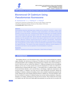 Bioremoval Of Cadmium Using Pseudomonas fluorescens