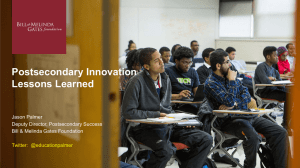 Postsecondary Innovation Lessons Learned
