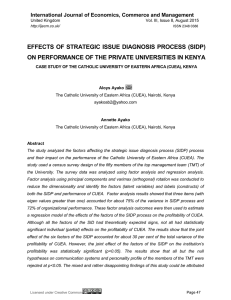 effects of strategic issue diagnosis process (sidp)