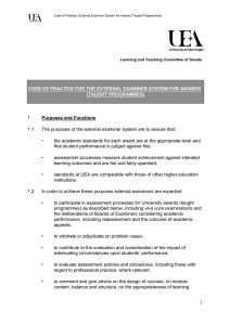 Code of Practice: External Examiner System for Awards