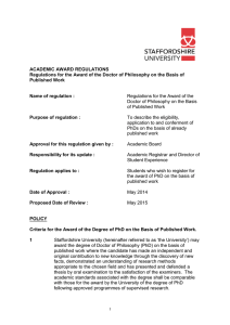 Regulations for the Award of the Doctor of Philosophy on the Basis