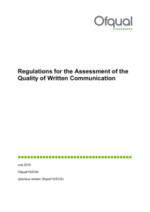 Regulations for the assessment of the quality of written