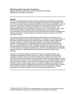 PhD thesis quality: The views of examiners Keynote address: Sid