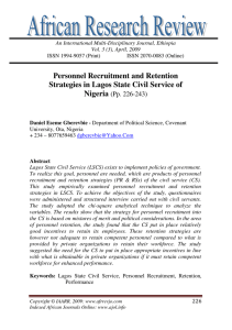 Personnel Recruitment and Retention Strategies in Lagos State Civil