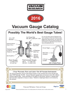 2016 Vacuum Gauge Catalog - Vacuum Research Corporation