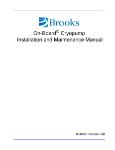 On-Board Cryopump Installation and Maintenance Manual