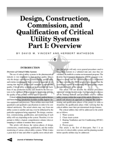 Design, Construction, Commission, and Qualification of Critical Utility