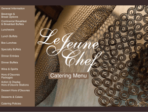 Catering Menu - Le Jeune Chef Restaurant