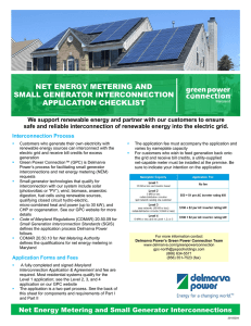 net energy metering and small generator interconnection application