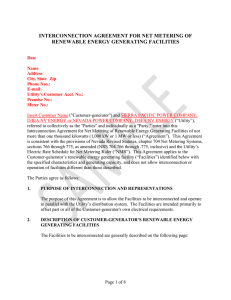 Interconnection Agreement for Net Metering of