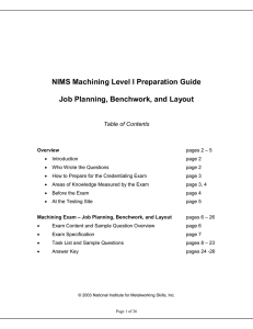 NIMS Machining Level I Preparation Guide Job Planning