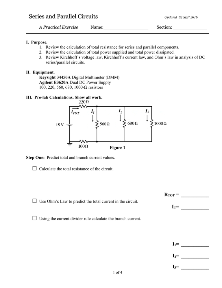Series And Parallel Resistor Circuits Lab Circuit Diagram