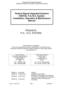 PAGASYS P.A. / G.A. SYSTEM - Federal Signal Corporation