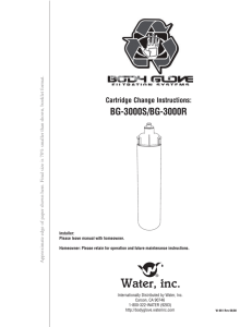BG-3000R Water, Inc. Replacement Filter Manual