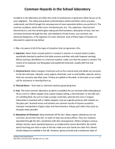 Common Hazards in the School laboratory