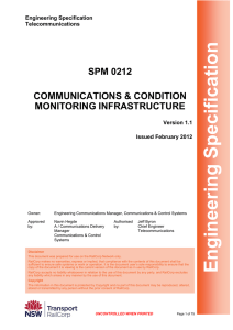 SPM 0212 Communications and Condition Monitoring Infrastructure