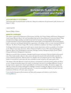 2016-19 Environment and Parks Business Plan