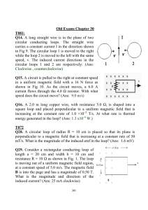 Old Exams Chapter 30 T081: Q14. A long straight wire is in the