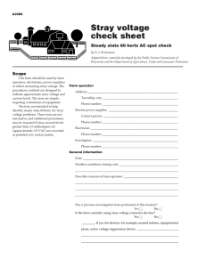 Stray voltage check sheet: steady state 60 hertz AC spot