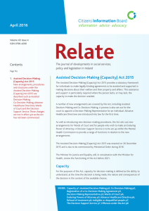 April 2016 Assisted Decision-Making (Capacity) Act 2015