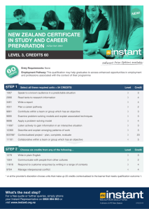 NEW ZEALAND CERTIFICATE IN STUDY AND CAREER