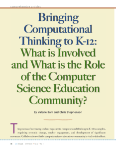 Bringing Computational Thinking to K-12 - CSTA